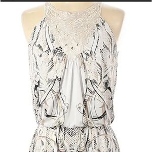 White House Black Market Snake Print Dress Lace Detail Size XS